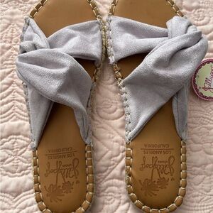 Jellypop Light Purple/Lavender Twisted Suede Slide Sandals